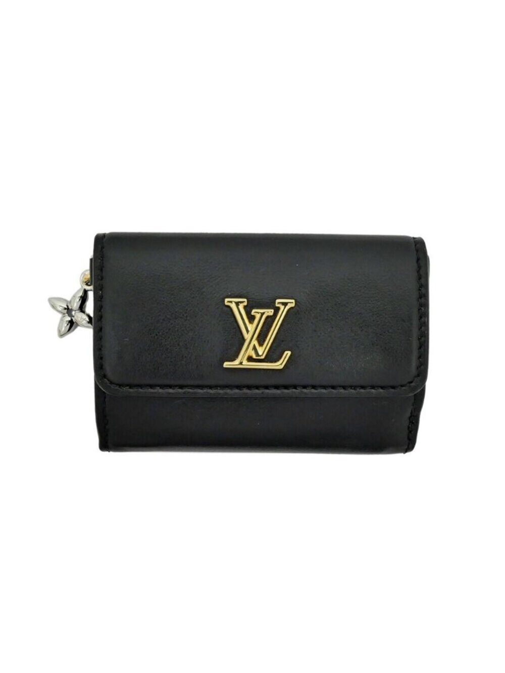 Louis Vuitton Mini Trifold Wallet LV Blue Calfskin Black